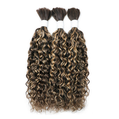 Deep Wave Bulk Hair for Braiding Brazilian Human Hair No Weft 14 To 28 Inch Extension Braids #4/27/4 #99j #1B #27 #p1B/30 Color