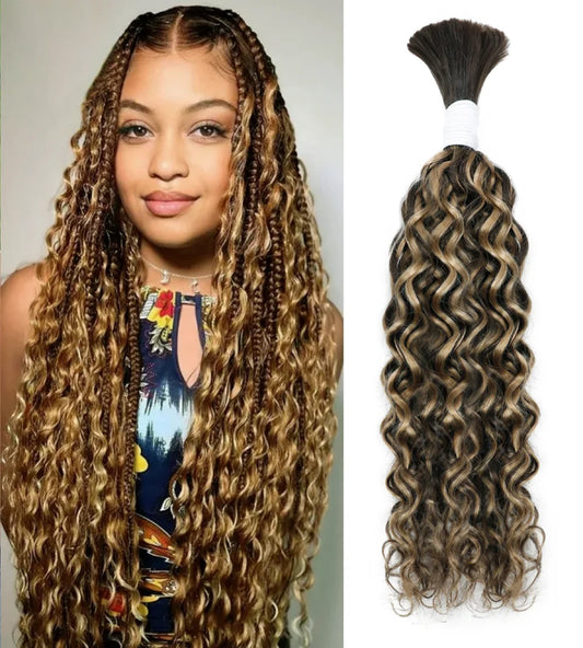 Deep Wave Bulk Hair for Braiding Brazilian Human Hair No Weft 14 To 28 Inch Extension Braids #4/27/4 #99j #1B #27 #p1B/30 Color